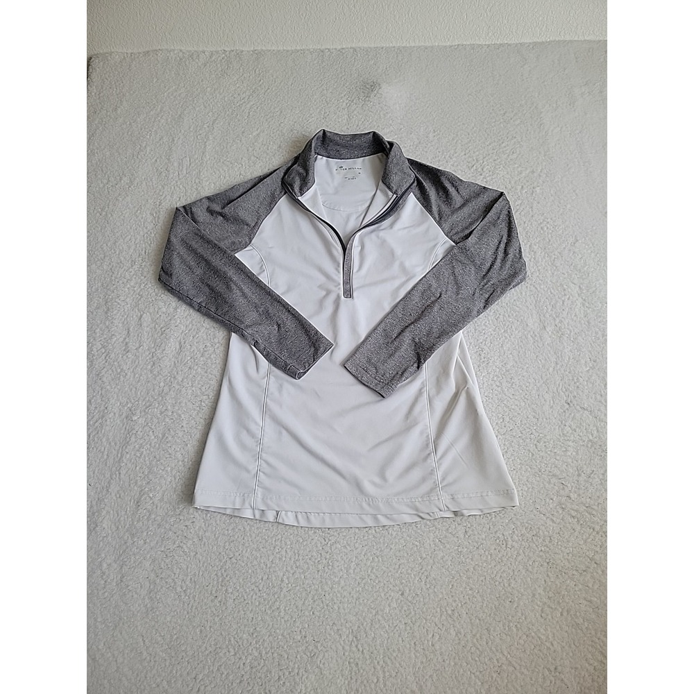 Peter Millar Womens Pullover 1/4 Zip Shirt White Size Medium Upf Sun Protection